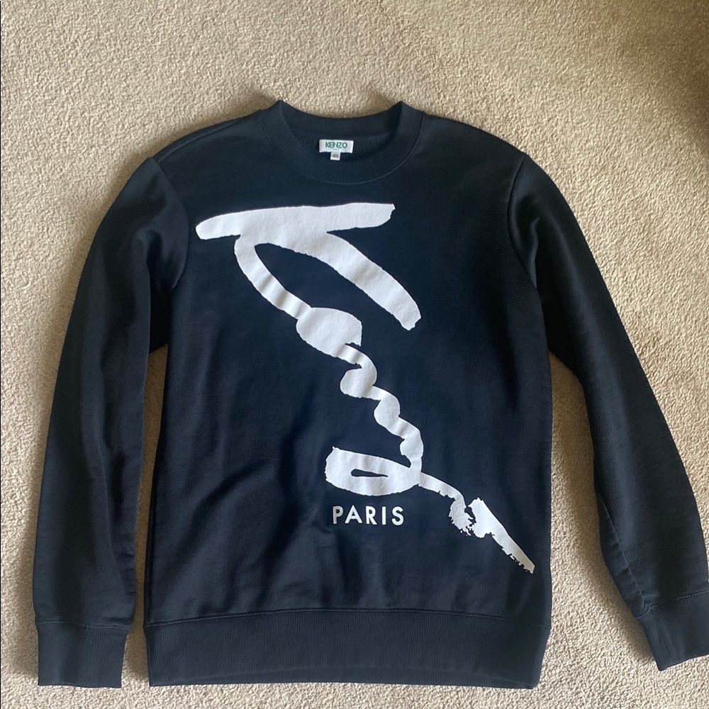 Kenzo Paris Black White Signature Logo Crewneck Sweatshirt XS